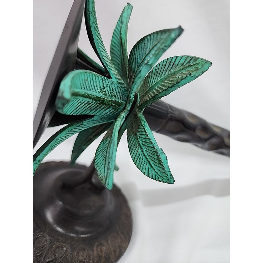 Wall Candle Sconces Pair Of 2 Brass Palm Trees Made In India 13" Good Condition - Picture 7 of 15